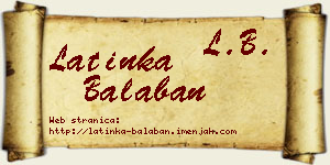 Latinka Balaban vizit kartica